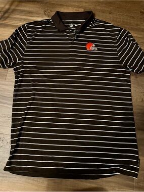 NFL Cleveland Browns Brown & White Striped Polo Shirt